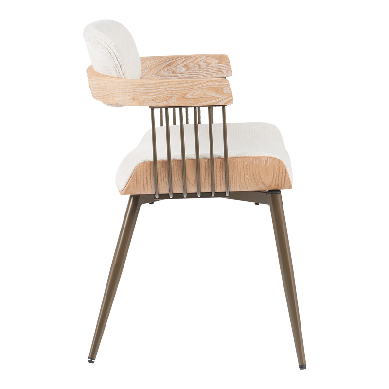 Πολυθρόνα Cameo pakoworld μέταλλο μπρονζέ-white-wash ξύλο-μπέζ ύφασμα 53x49.5x75.5εκ 3