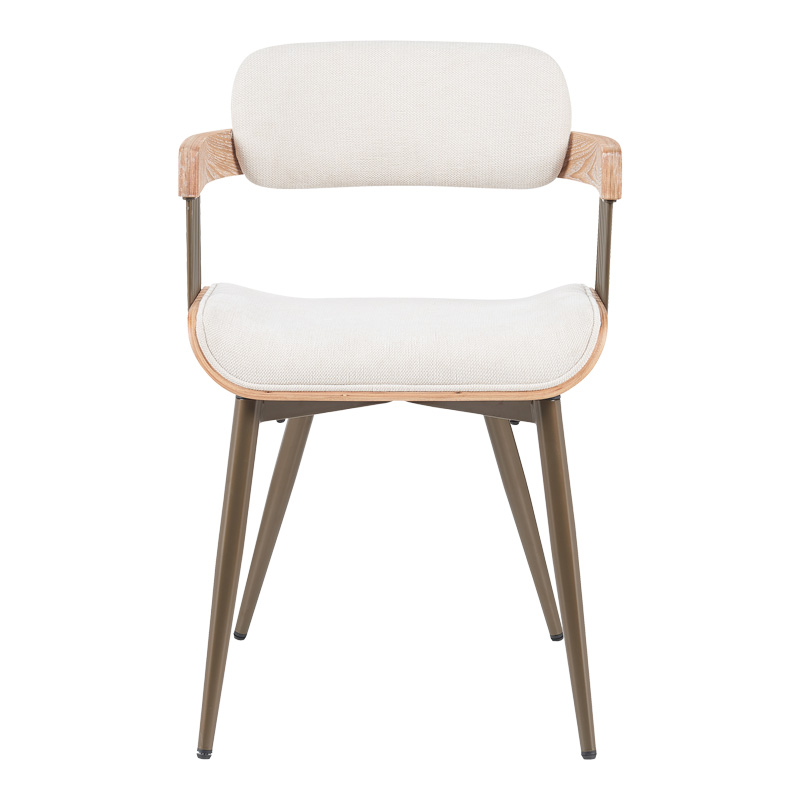 Πολυθρόνα Cameo pakoworld μέταλλο μπρονζέ-white-wash ξύλο-μπέζ ύφασμα 53x49.5x75.5εκ 4