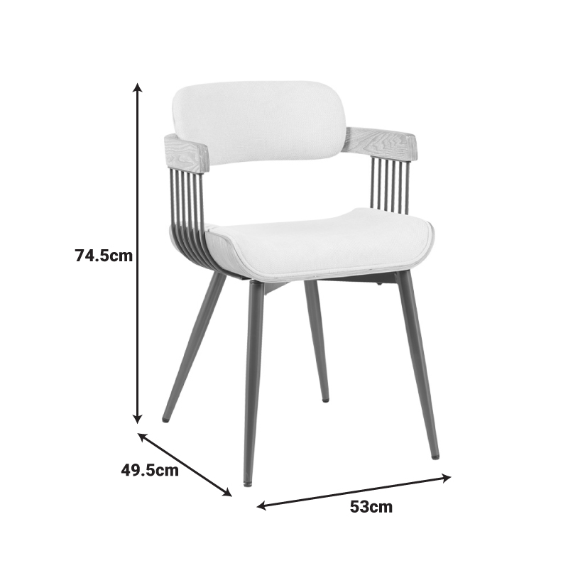 Πολυθρόνα Cameo pakoworld μέταλλο μπρονζέ-white-wash ξύλο-μπέζ ύφασμα 53x49.5x75.5εκ 6