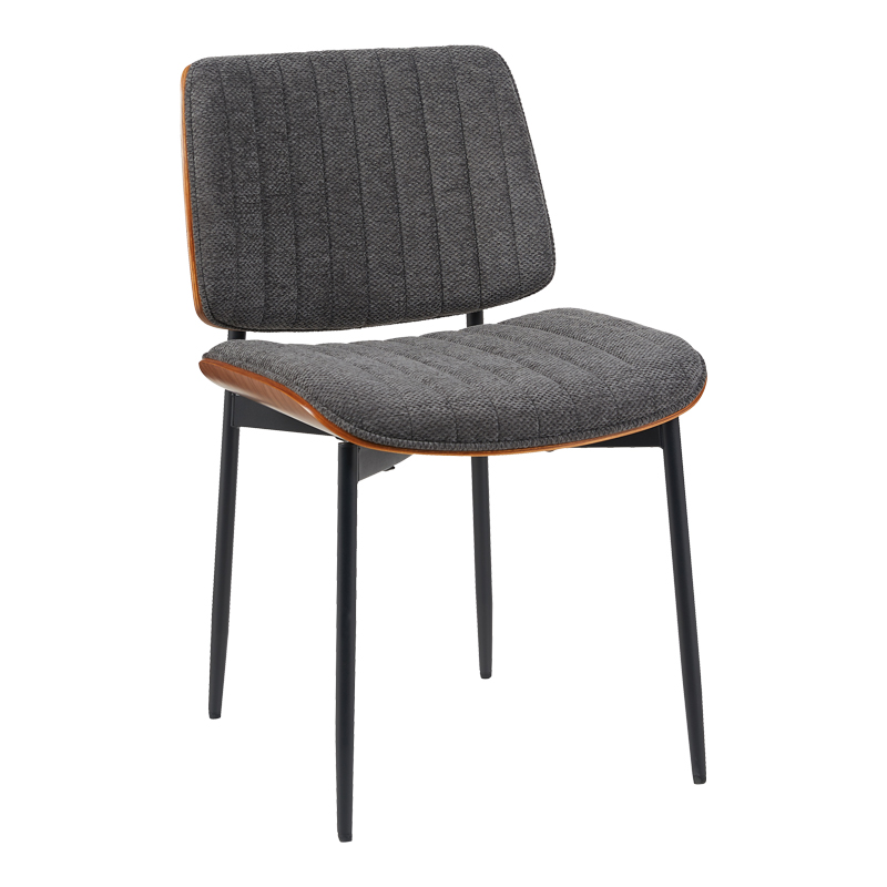 Καρέκλα Kathy pakoworld ξύλο σε καρυδί με γκρι ύφασμα 51x58x81εκ 1