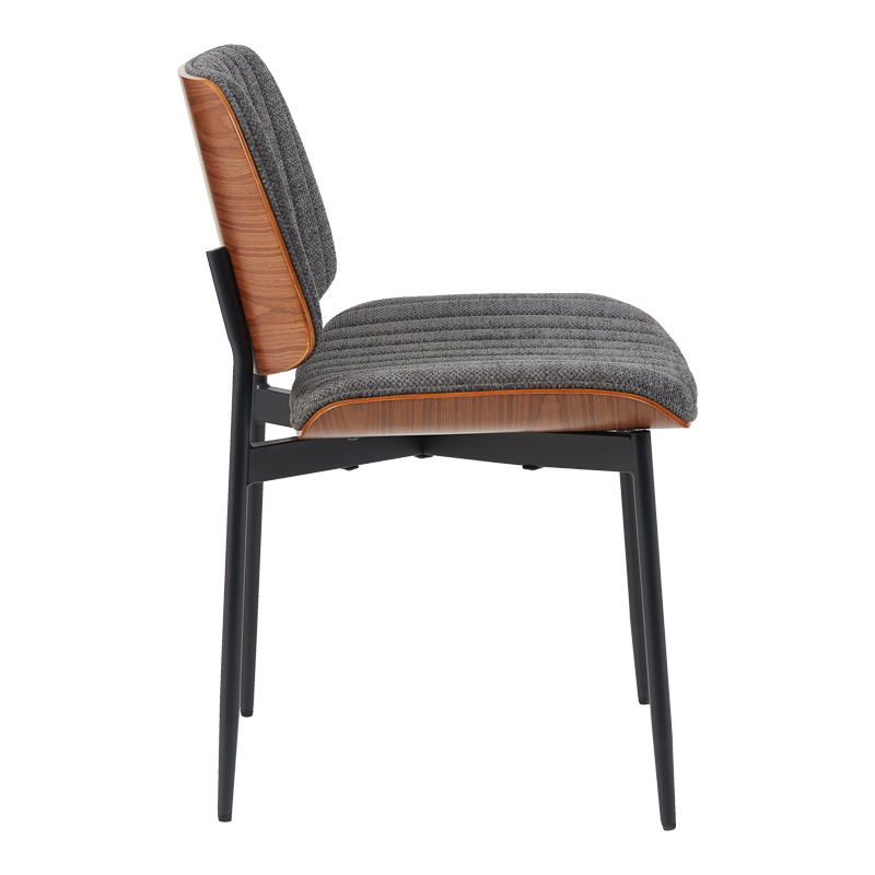 Καρέκλα Kathy pakoworld ξύλο σε καρυδί με γκρι ύφασμα 51x58x81εκ 3