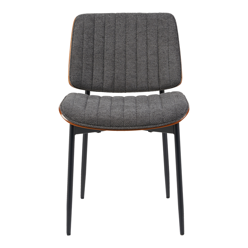 Καρέκλα Kathy pakoworld ξύλο σε καρυδί με γκρι ύφασμα 51x58x81εκ 4