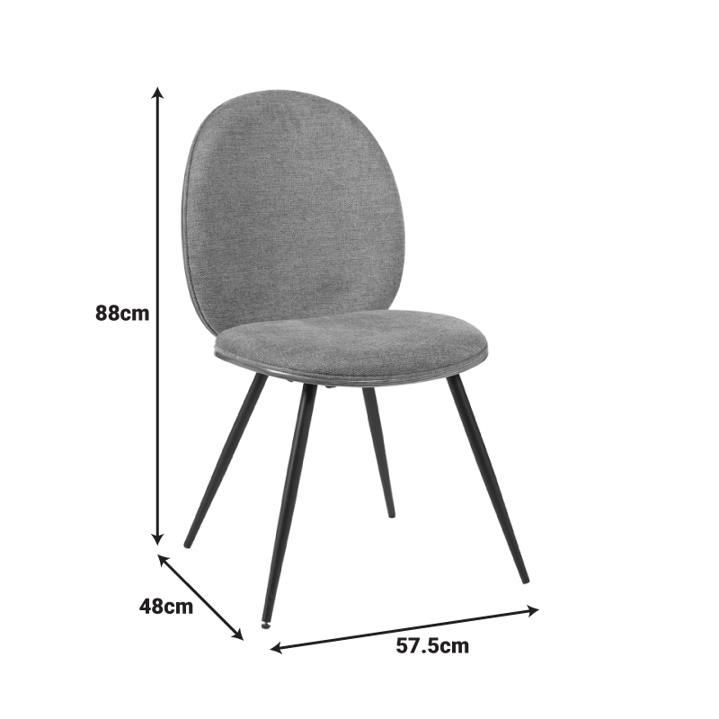 Καρέκλα Nerezy pakoworld ξύλο σε καρυδί με γκρι ύφασμα 57.5x48x88εκ 6