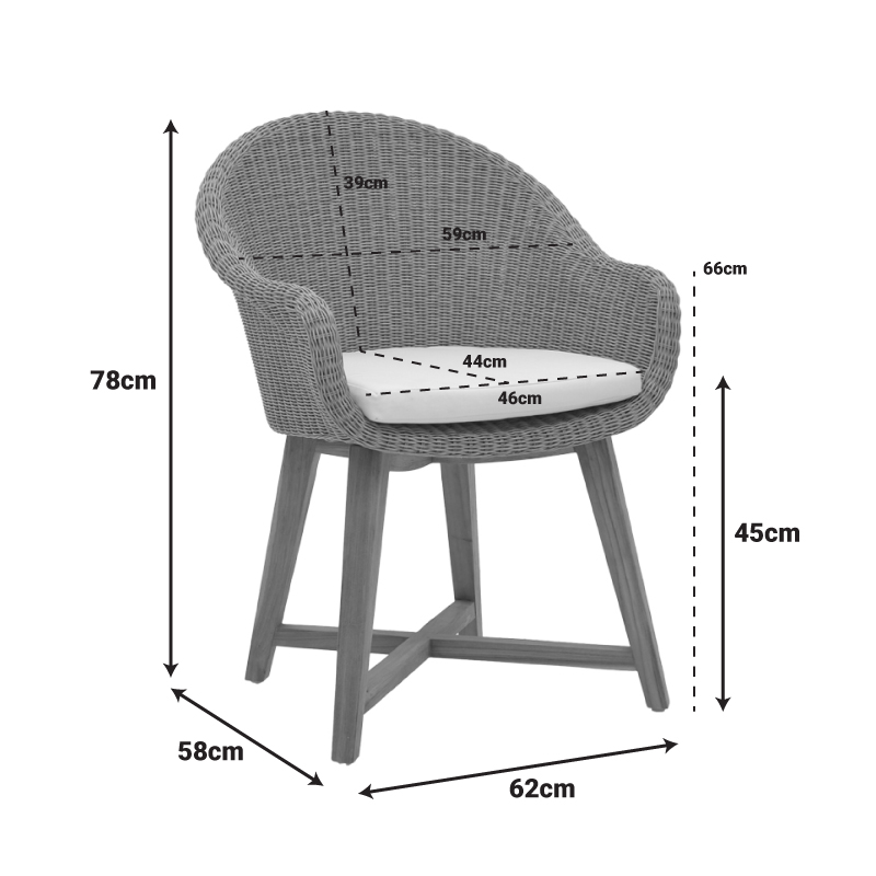Πολυθρόνα Solso pakoworld σκελετός αλουμινίου με teak πόδι σε φυσική απόχρωση και pe rattan 62x58x78εκ 3