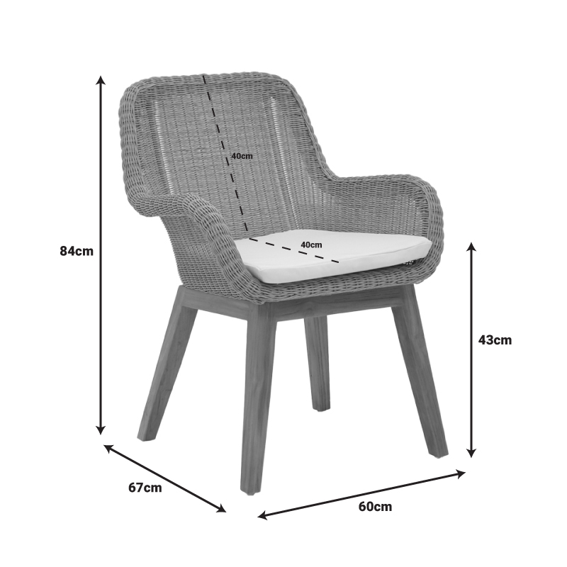 Πολυθρόνα Charlen pakoworld σκελετός αλουμινίου με teak πόδι σε φυσική απόχρωση και pe rattan 60x67x84εκ 8
