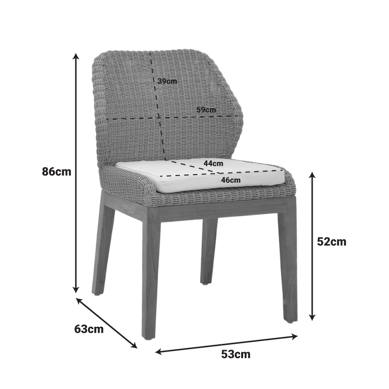 Καρέκλα Swinton pakoworld σκελετός αλουμινίου με teak πόδι σε φυσική απόχρωση και pe rattan 53x63x86εκ 3