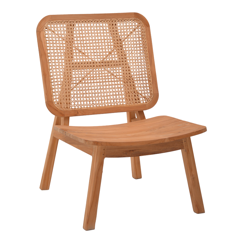 Πολυθρόνα Viborg pakoworld φυσικό teak ξύλο-φυσικό rattan 60x75x87εκ 1