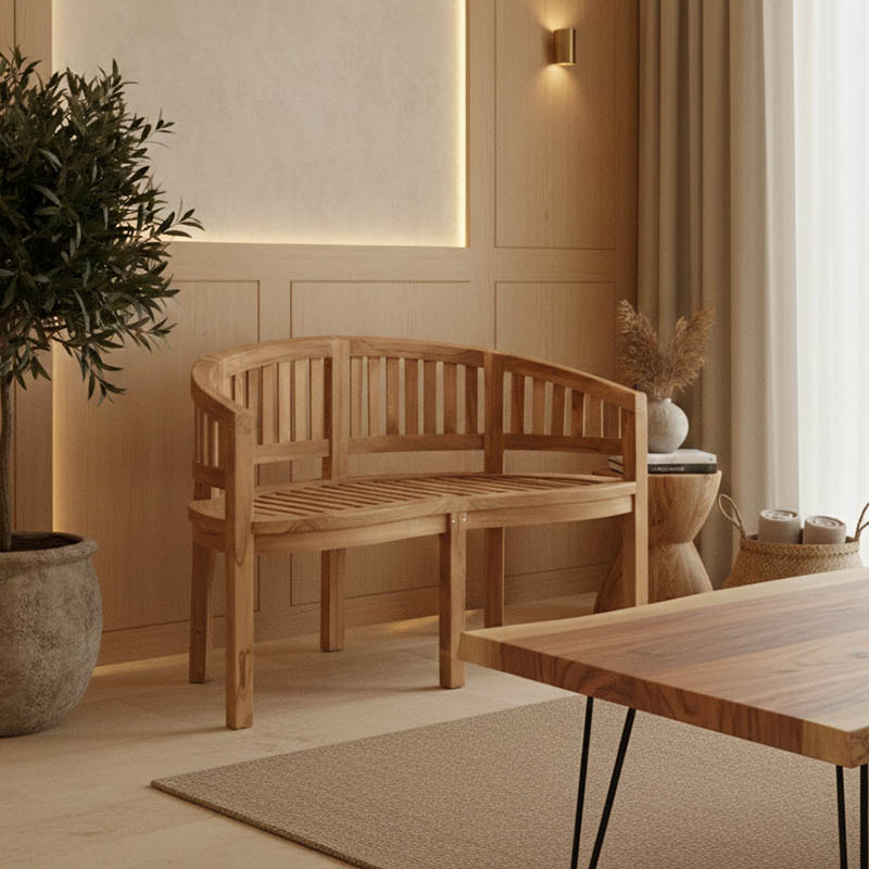 Καναπές διθέσιος Coren pakoworld φυσικό teak ξύλο 130x61x87εκ 1