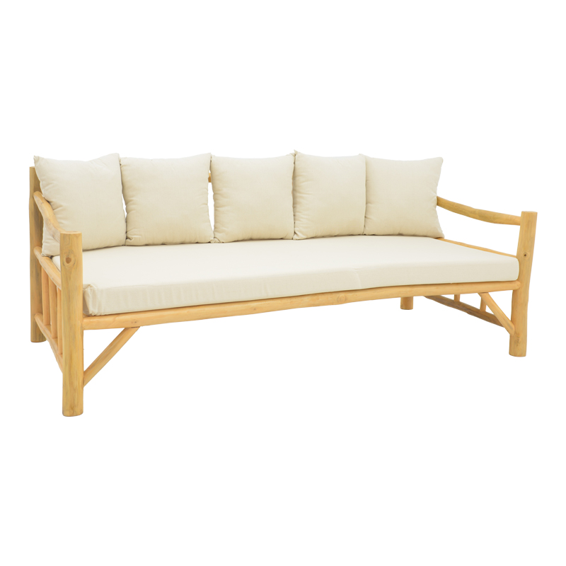 Καναπές Roziana pakoworld φυσικό teak ξύλο 210x100x80εκ 2