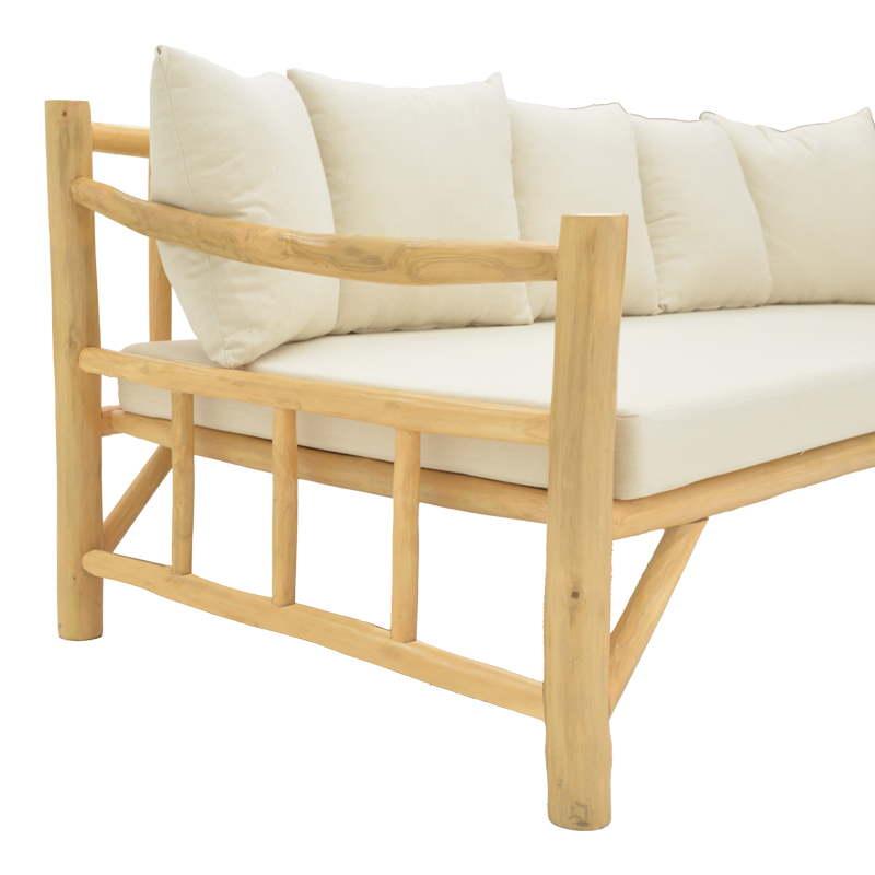 Καναπές Roziana pakoworld φυσικό teak ξύλο 210x100x80εκ 6