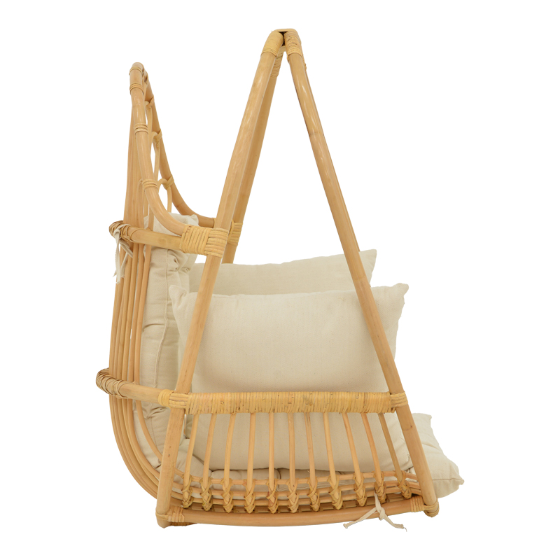 Κρεμαστή κούνια Jorg pakoworld φυσικό rattan-κρεμ μαξιλάρι 80x59x105εκ 4