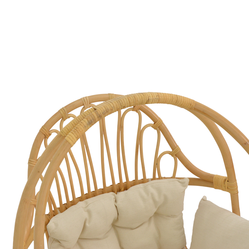 Κρεμαστή κούνια Jorg pakoworld φυσικό rattan-κρεμ μαξιλάρι 80x59x105εκ 6