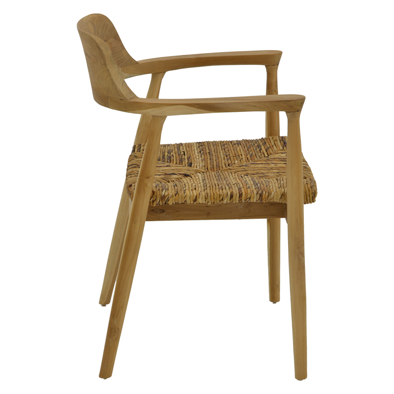 Πολυθρόνα Denverone pakoworld φυσικό teak ξύλο και ψάθα 57x54x79εκ 4