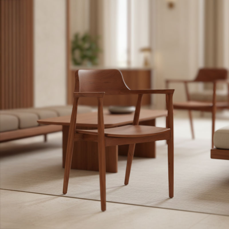 Πολυθρόνα Jambene pakoworld teak ξύλο σε καρυδί απόχρωση 57x54x79εκ 2