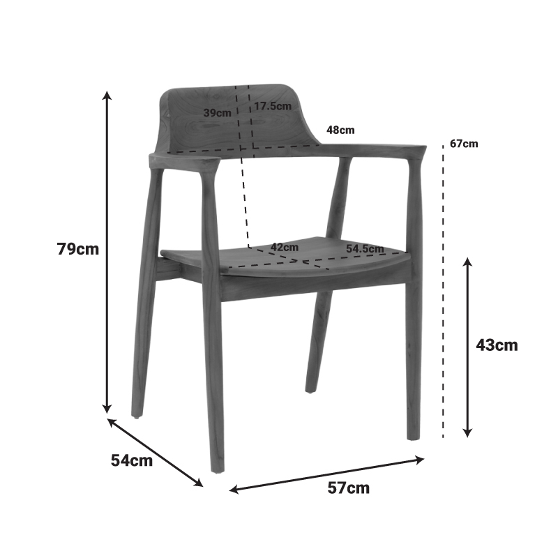 Πολυθρόνα Jambene pakoworld teak ξύλο σε καρυδί απόχρωση 57x54x79εκ 3