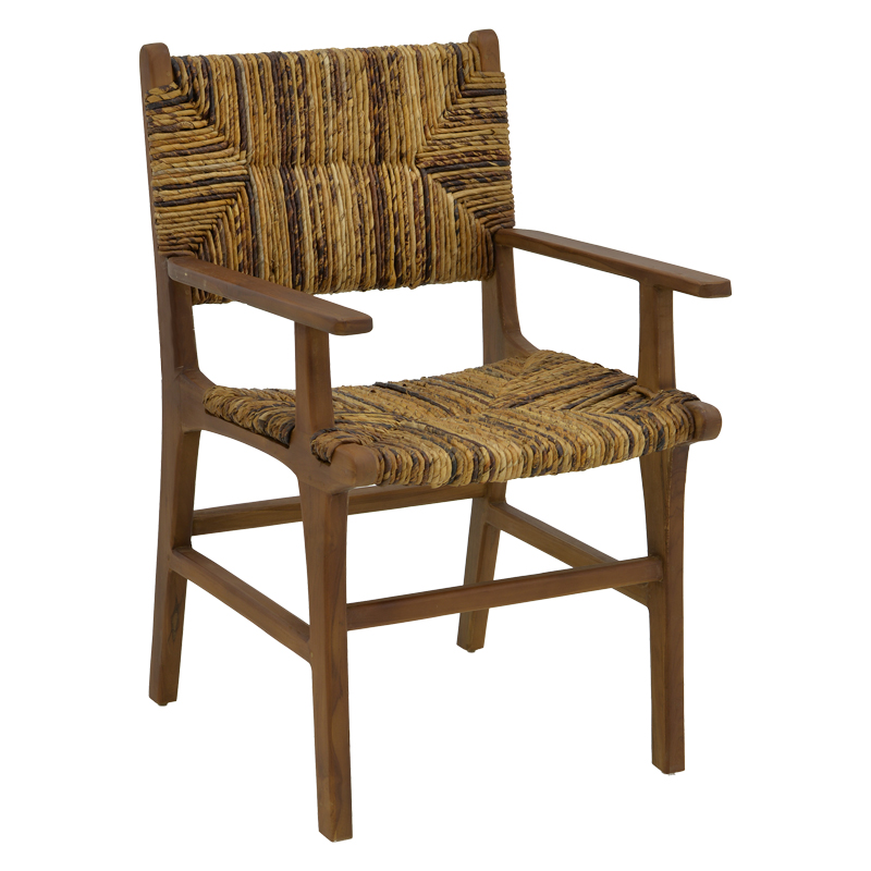 Πολυθρόνα Refane pakoworld φυσικό teak ξύλο-ψάθα 55x60x85εκ 2