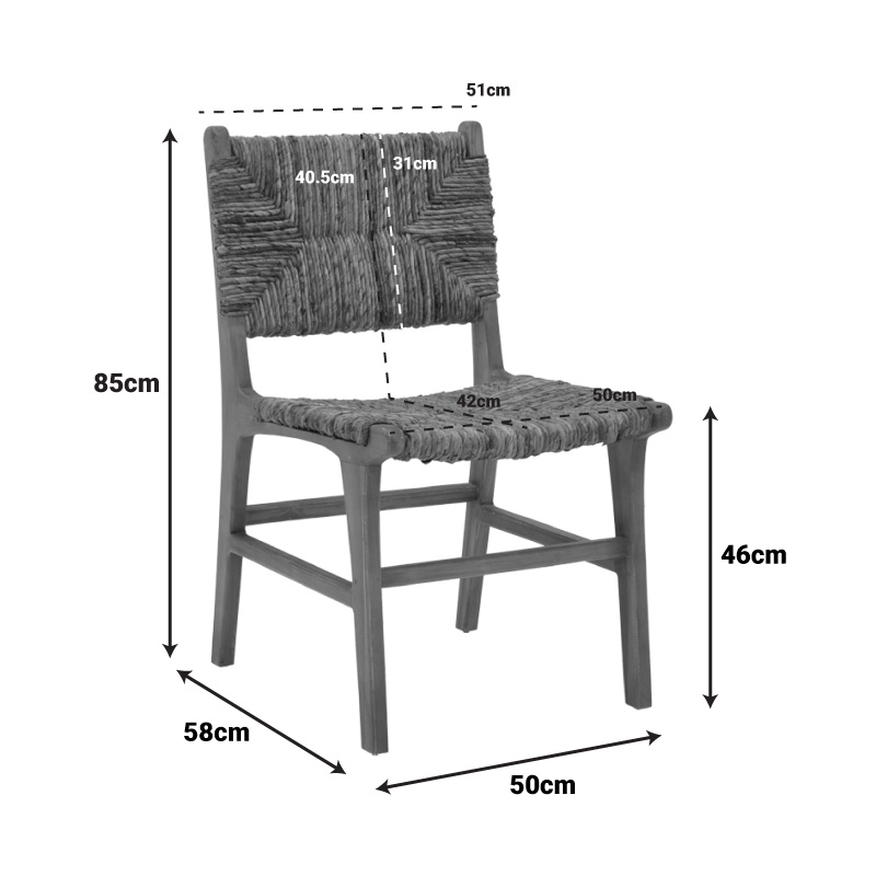 Καρέκλα Refane pakoworld σκελετός teak ξύλο με ψάθα σε καρυδί απόχρωση 50x58x85εκ 2