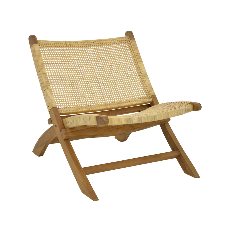 Πολυθρόνα Jerenze pakoworld φυσικό teak ξύλο-φυσικό rattan 65x78x68εκ 1