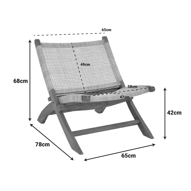 Πολυθρόνα Jerenze pakoworld φυσικό teak ξύλο-φυσικό rattan 65x78x68εκ 2