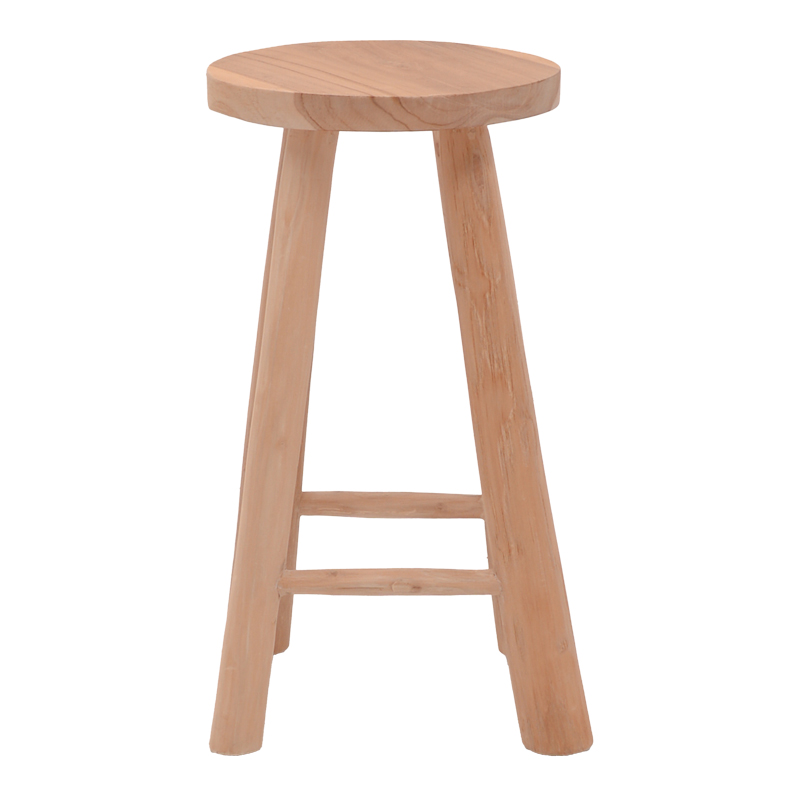 Σκαμπό Charloce pakoworld teak ξύλο σε φυσική απόχρωση Φ35x62εκ 2