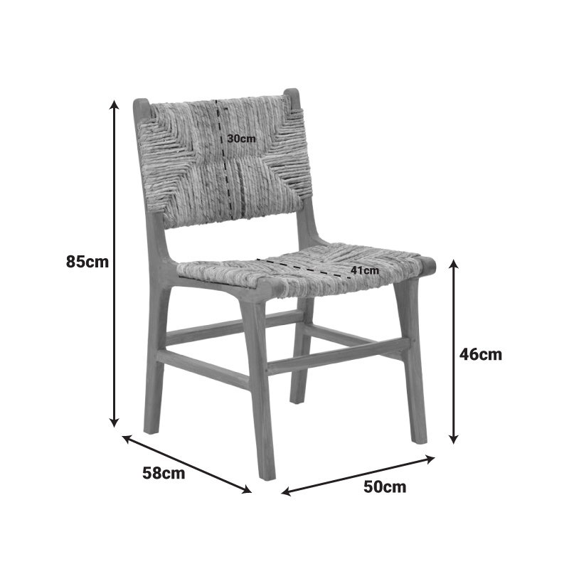 Καρέκλα Refane pakoworld σκελετός teak ξύλο με ψάθα σε φυσική απόχρωση 50x58x85εκ 2