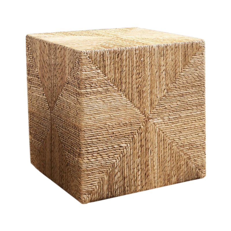 Σκαμπό Lerkmon Inart ψαθα σε φυσική απόχρωση 40x40x40εκ 1