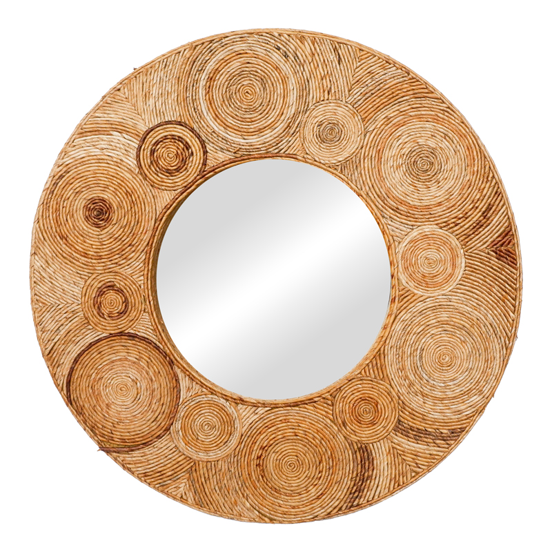 Καθρέπτης Klare Inart μπανάνα ξύλο σε φυσική απόχρωση Φ80x5εκ 1