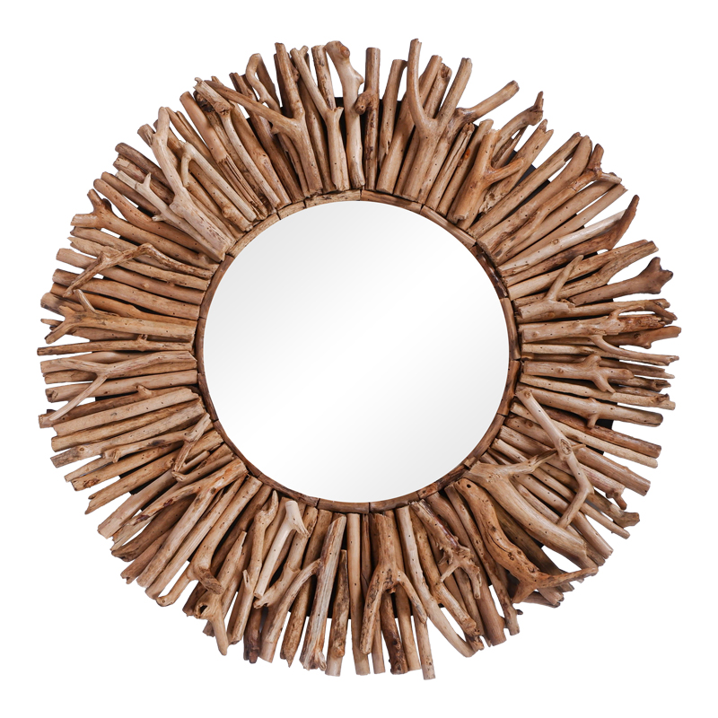 Καθρέπτης Grazzy Inart arum-flotsam ξύλο σε φυσική απόχρωση Φ70x8εκ 1