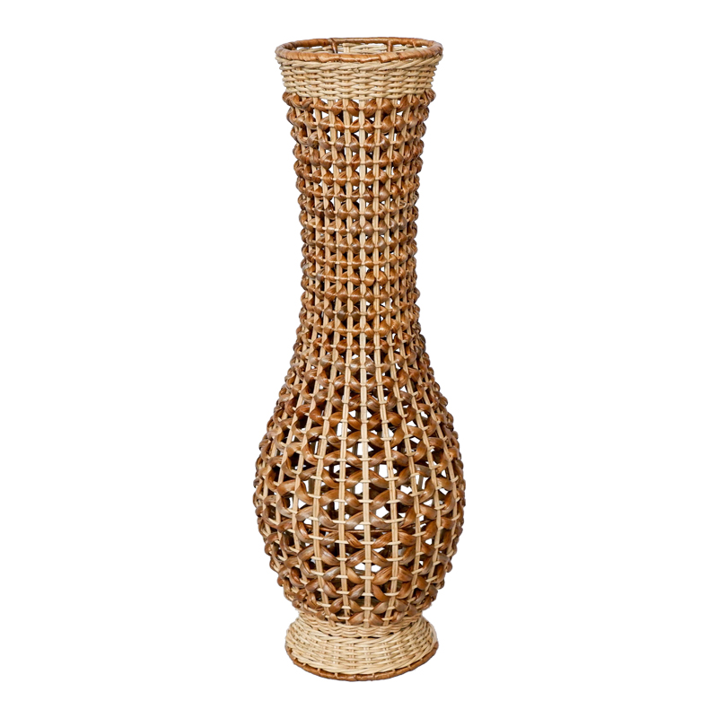 Βάζο Gucre Inart ξύλο-rattan pe σε φυσική απόχρωση Φ25x70εκ 1