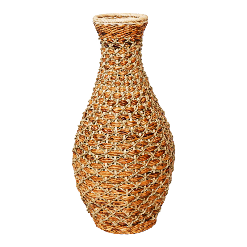 Βάζο Gucre I Inart ξύλο-rattan pe σε φυσική απόχρωση Φ30x70εκ 1