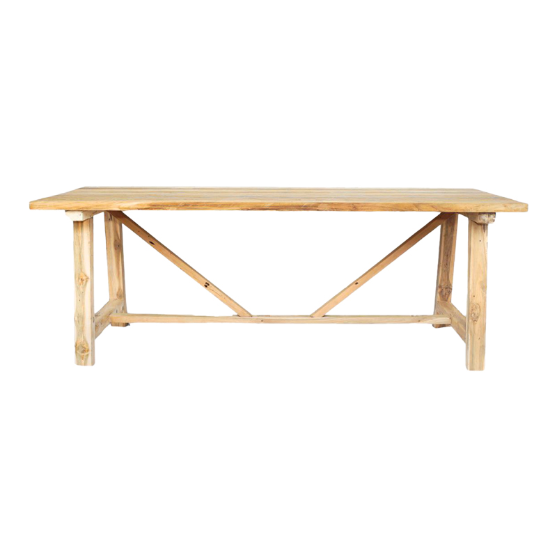 Τραπέζι Luxous pakoworld teak ξύλο σε φυσική απόχρωση 220x100x78εκ 1