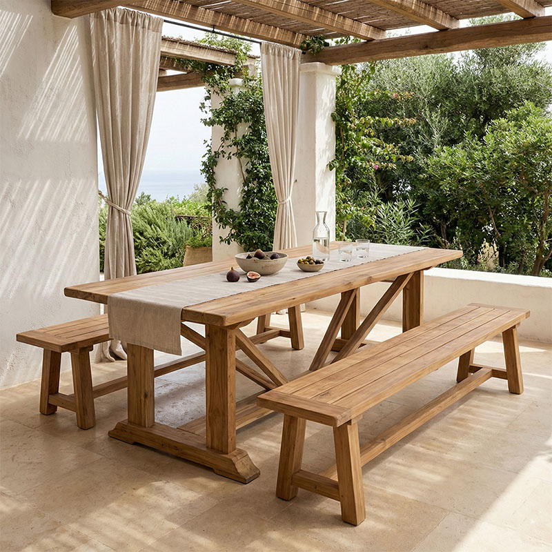 Τραπέζι Smarious pakoworld teak ξύλο σε φυσική απόχρωση 250x100x78εκ 1