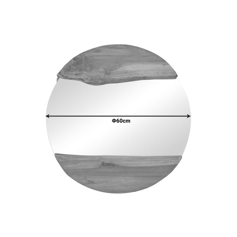 Καθρέπτης Alkmen pakoworld teak ξύλο σε φυσική απόχρωση Φ60x4εκ 2