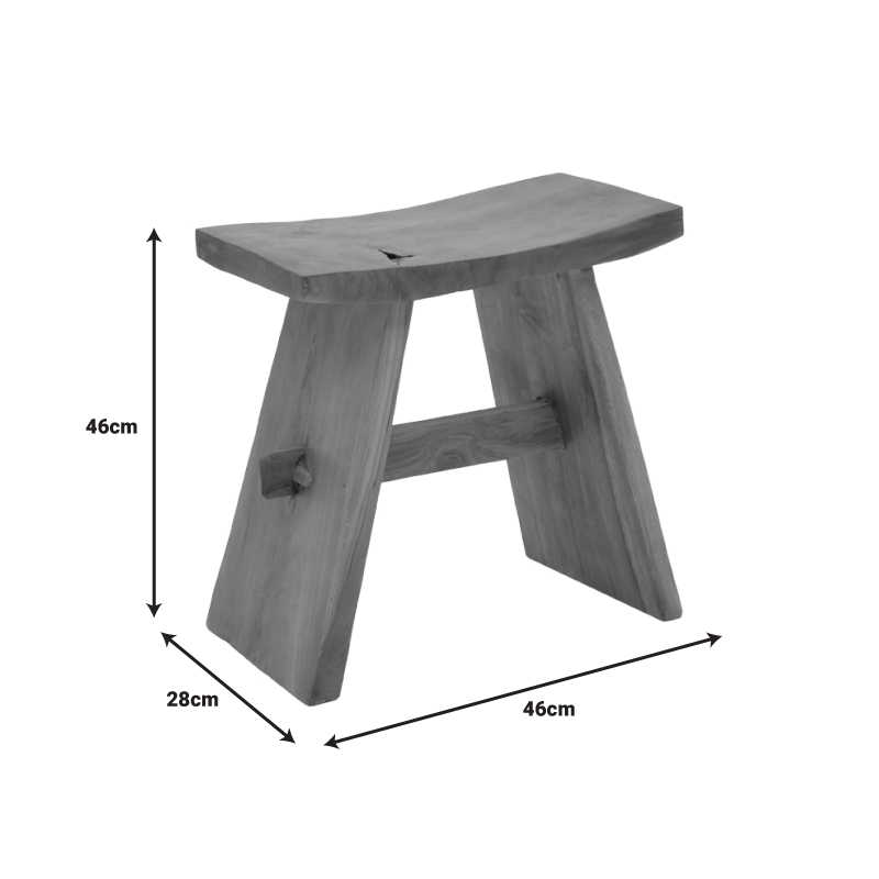 Σκαμπό Shogun pakoworld teak ξύλο σε φυσική απόχρωση 46x28x46εκ 5