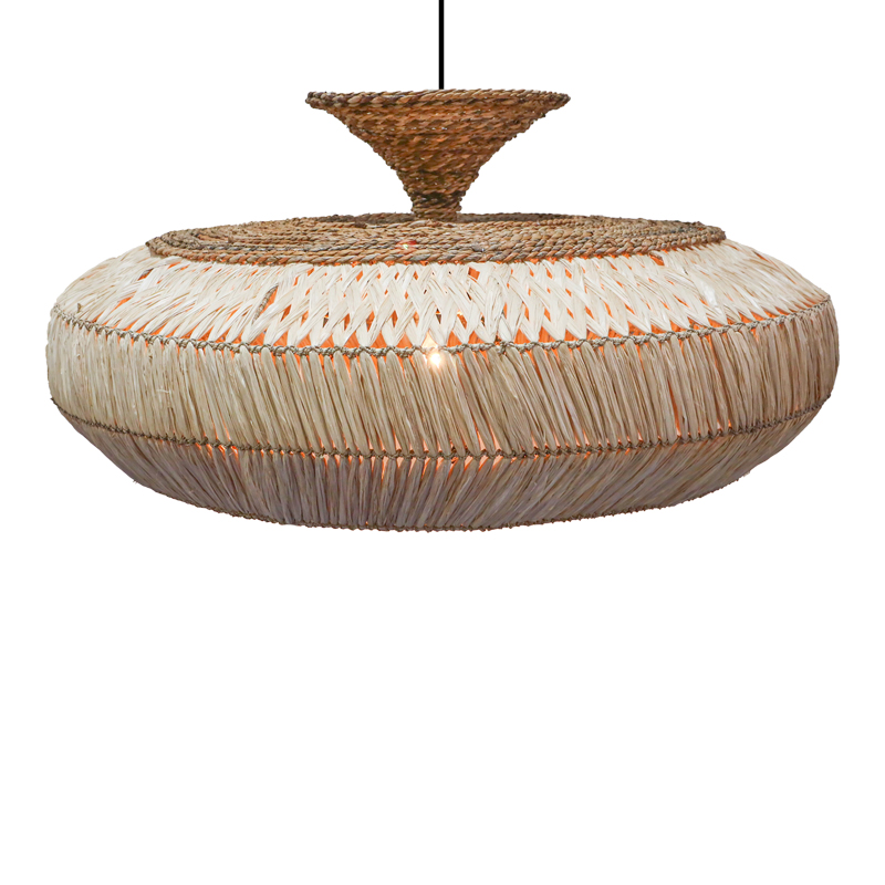 Φωτιστικό οροφής Lafrene Inart sisal σε φυσικό χρώμα Φ90x43εκ 1