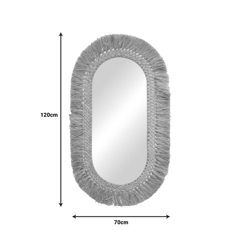 Καθρέπτης Bohnile Inart sisal σε φυσικό χρώμα 70x4x120εκ 2