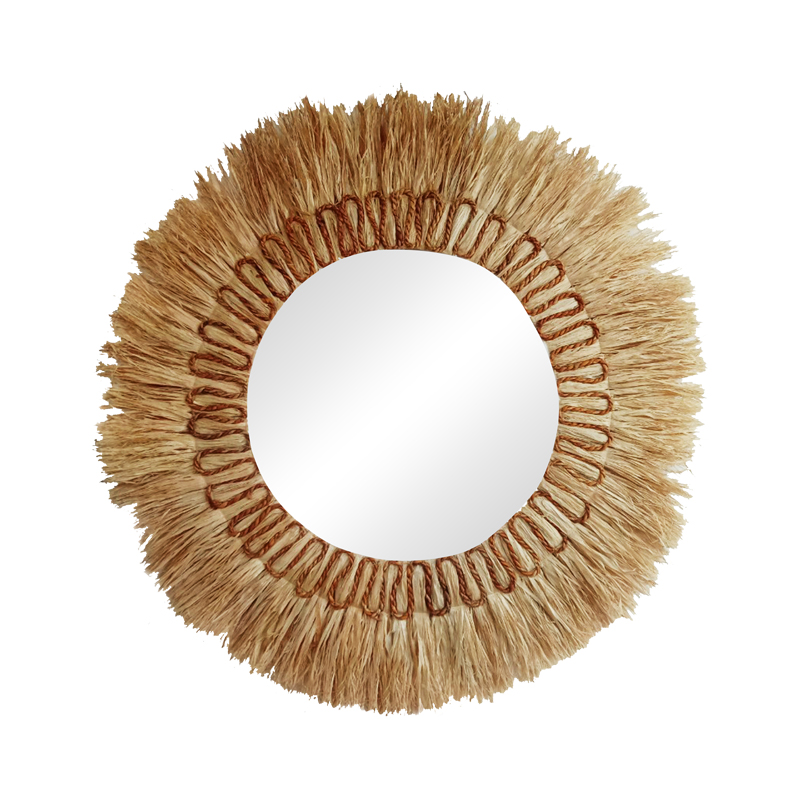 Καθρέπτης Oviele Inart sisal σε φυσικό χρώμα Φ95x4εκ 1