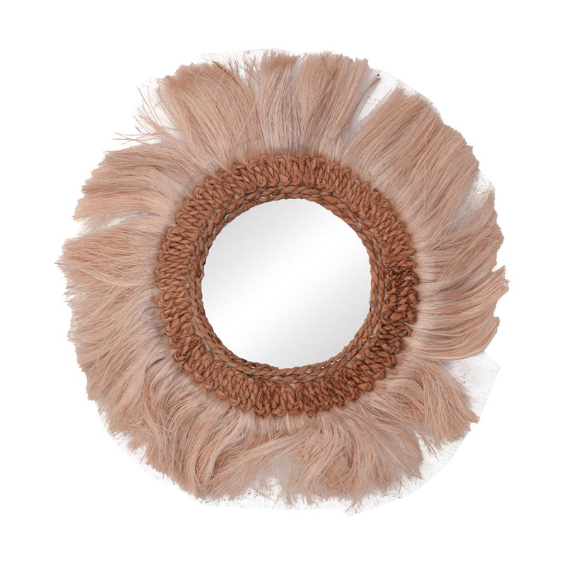 Καθρέπτης Fraklone Inart abaca σε φυσικό χρώμα Φ50x4εκ 1