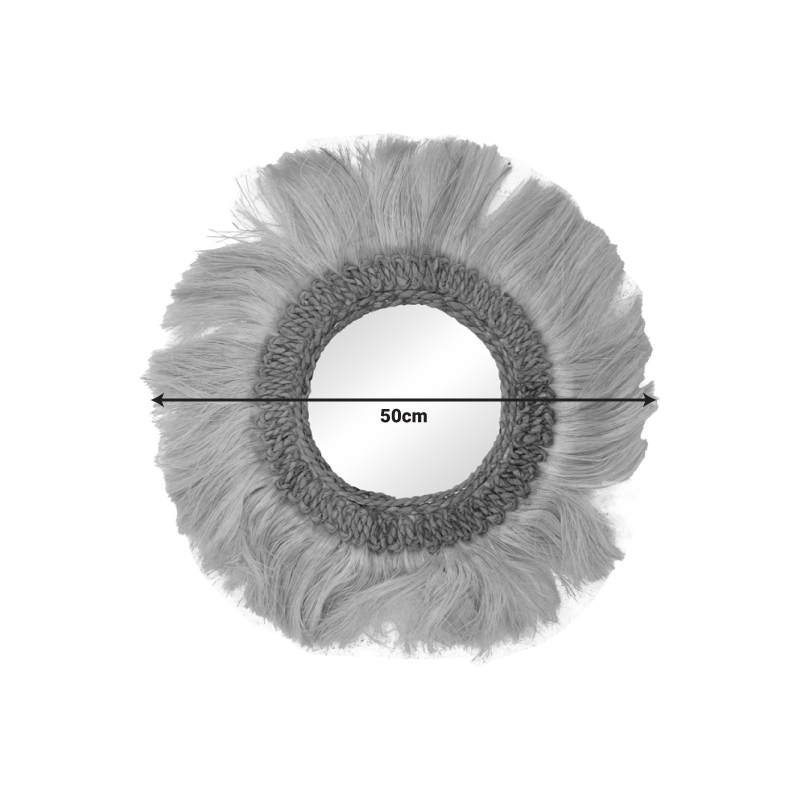Καθρέπτης Fraklone Inart abaca σε φυσικό χρώμα Φ50x4εκ 2