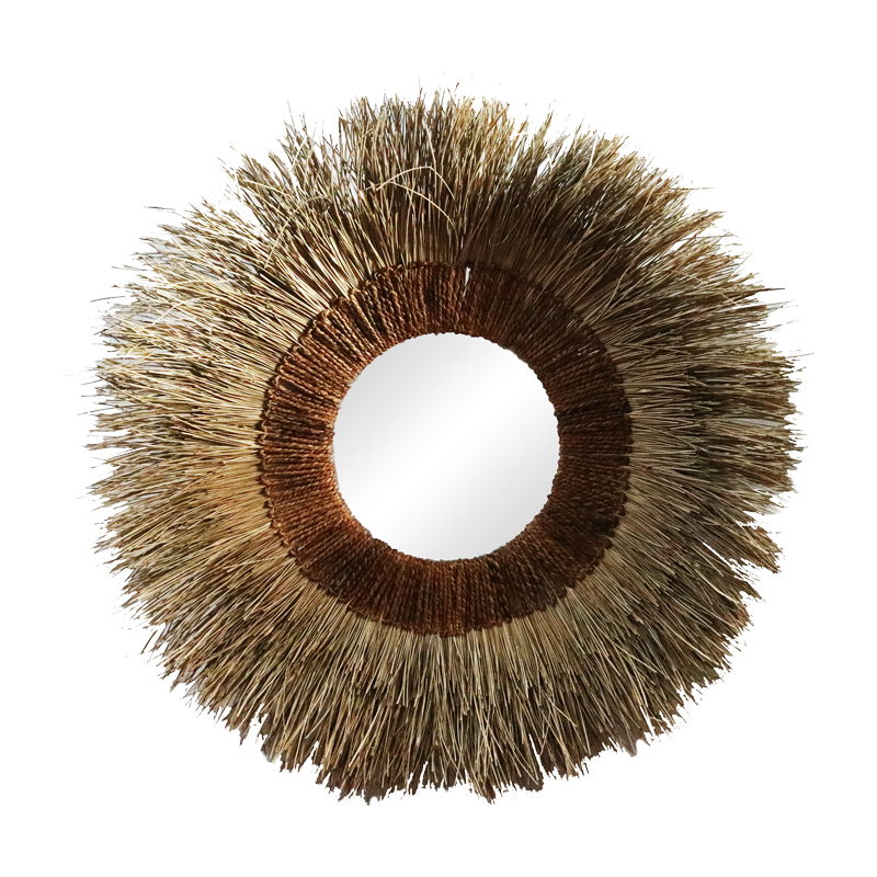 Καθρέπτης Bigile Inart pandanus σε φυσικό χρώμα Φ130x7εκ 1