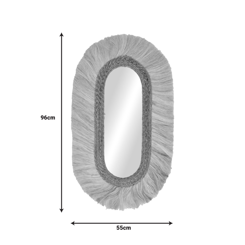 Καθρέπτης Nabore Inart abaca σε φυσικό χρώμα 55x4x96εκ 2