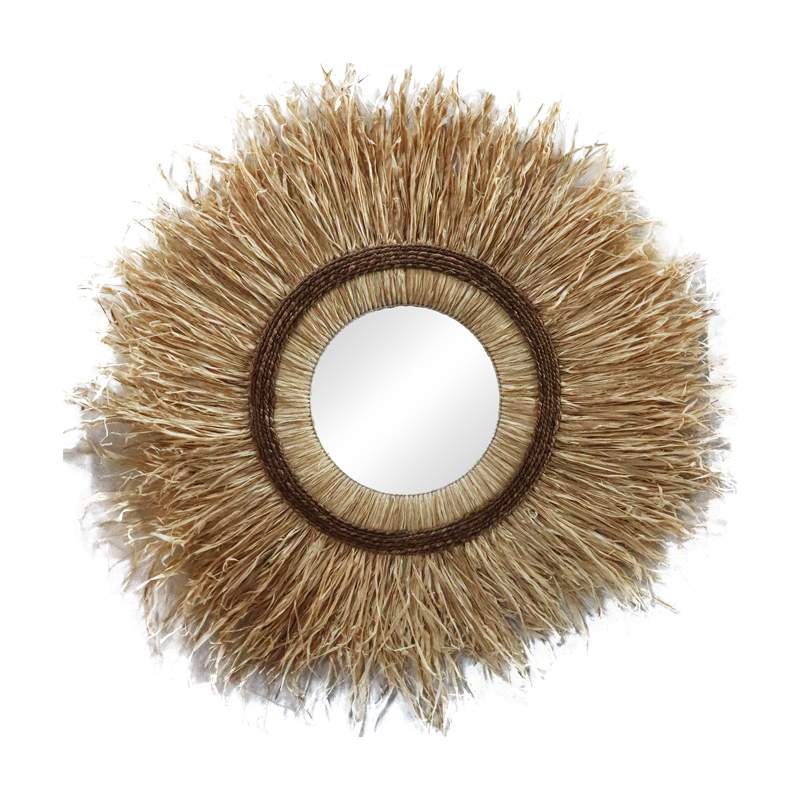 Καθρέπτης Tabrane Inart sisal σε φυσικό χρώμα Φ110x4εκ 1