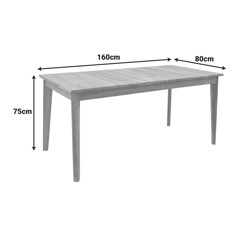 Τραπέζι Ory pakoworld teak ξύλο σε φυσική απόχρωση 160x80x75εκ 6