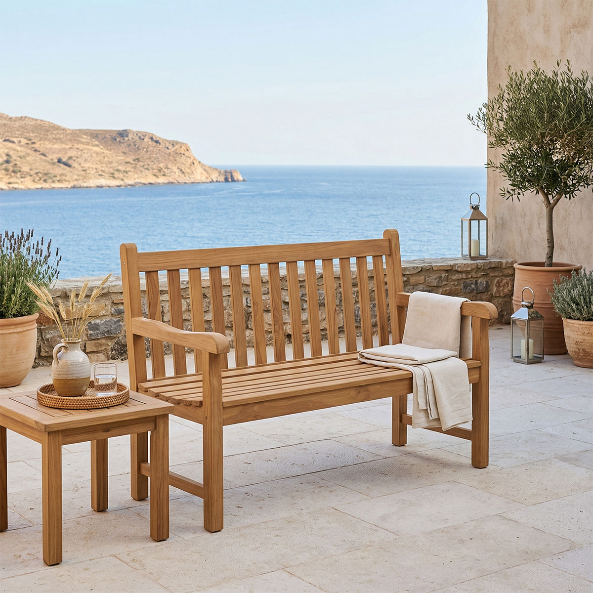 Καναπές Nat pakoworld teak ξύλο σε φυσική απόχρωση 120x57x96εκ 1