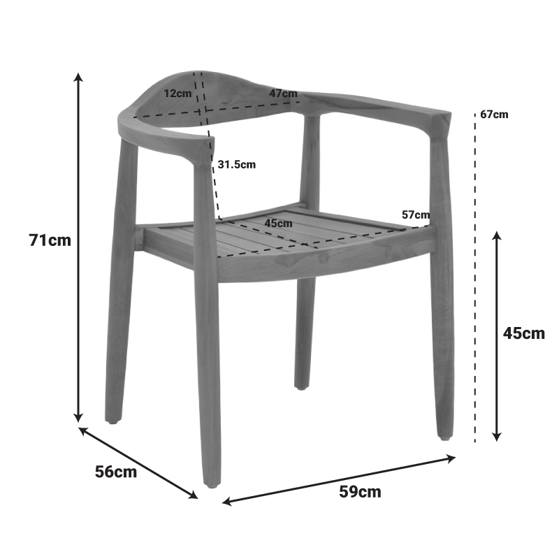 Πολυθρόνα Ganny pakoworld teak ξύλο σε φυσική απόχρωση 59x56x71εκ 3