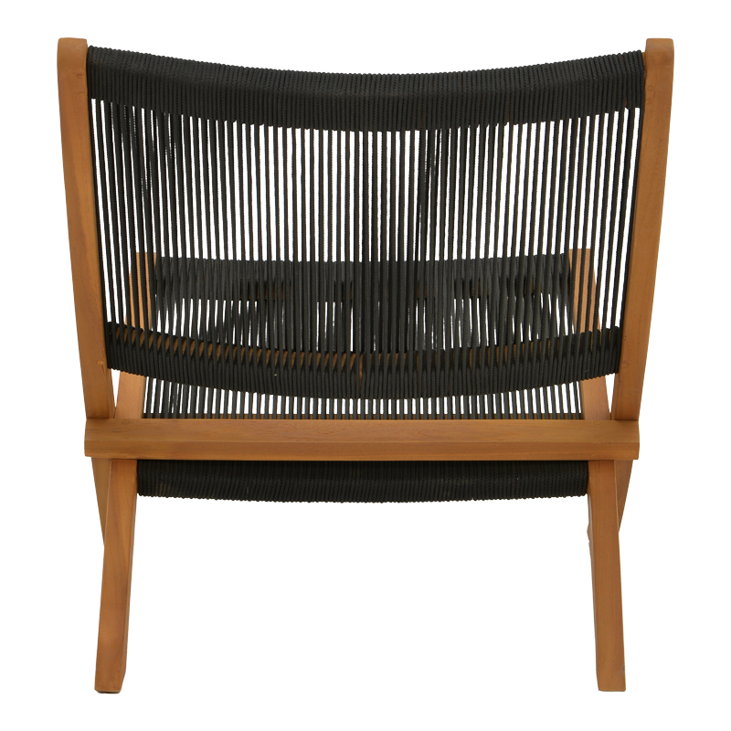 Πολυθρόνα Seeal pakoworld πτυσσόμενη teak ξύλο και pe σχοινί σε μαύρη απόχρωση 61x76x72εκ 6