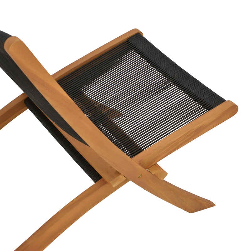 Πολυθρόνα Seeal pakoworld πτυσσόμενη teak ξύλο και pe σχοινί σε μαύρη απόχρωση 61x76x72εκ 8