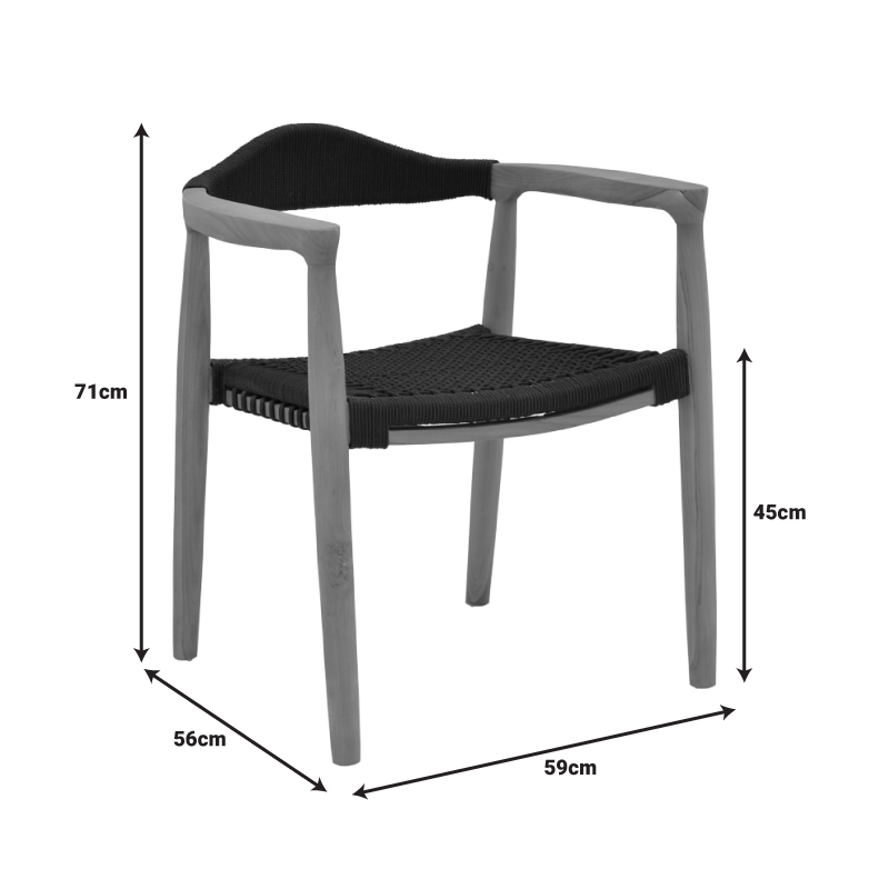 Τραπεζαρία σετ 7τεμ. Ganny-Mady pakoworld teak ξύλο σε φυσική-μαυρη απόχρωση 200x100x75εκ 8
