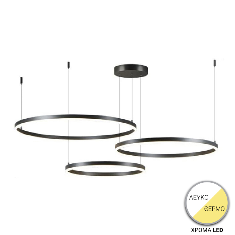 Φωτιστικό οροφής Premele pakoworld led μαύρο μέταλλο Φ120x150εκ 1