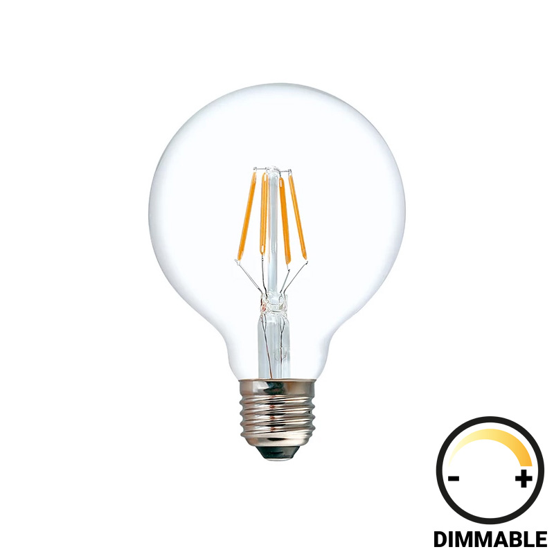 Λαμπτήρας LED G125 Bulb pakoworld dimmable 8W E27 2700K clear 1